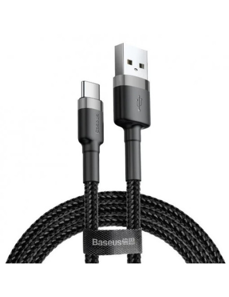 CABLU alimentare si date Baseus Cafule, Fast Charging Data Cable pt. smartphone, USB la USB Type-C 18W, 0.5m, gri + negru "CATKL