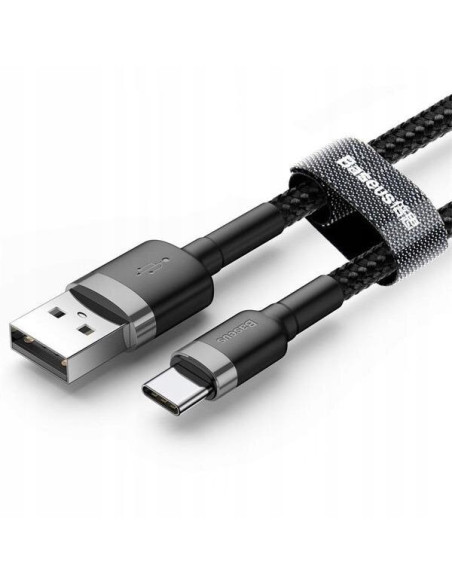 CABLU alimentare si date Baseus Cafule, Fast Charging Data Cable pt. smartphone, USB la USB Type-C 2A, 2m, gri + negru "CATKLF-C