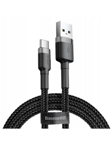CABLU alimentare si date Baseus Cafule, Fast Charging Data Cable pt. smartphone, USB la USB Type-C 2A, 2m, gri + negru "CATKLF-C