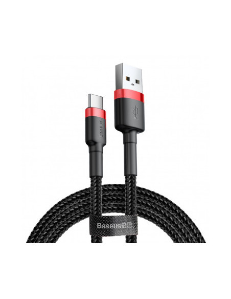 CABLU alimentare si date Baseus Cafule, Fast Charging Data Cable pt. smartphone, USB la USB Type-C, 100W, braided, 2m, rosu + ne