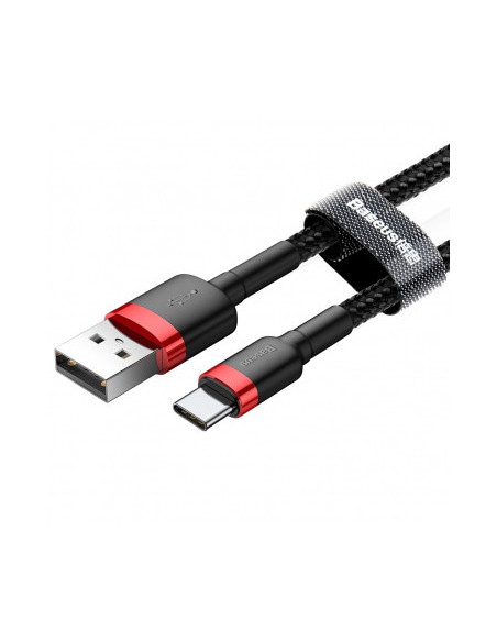 CABLU alimentare si date Baseus Cafule, Fast Charging Data Cable pt. smartphone, USB la USB Type-C, 100W, braided, 2m, rosu + ne
