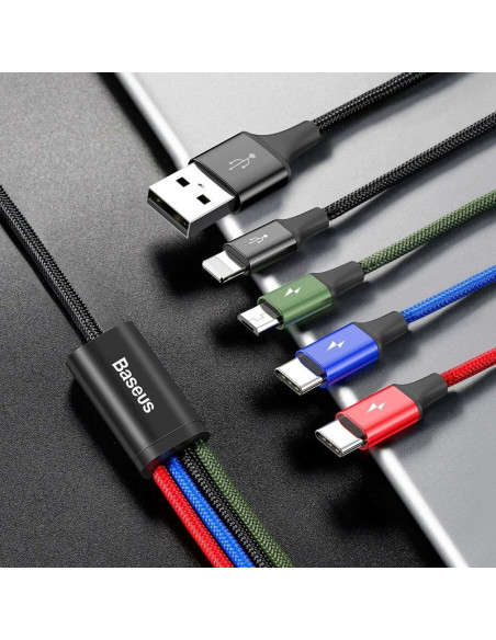 CABLU alimentare si date Baseus, Fast Charging Data Cable pt. smartphone, 4 in 1, USB la 2 x USB-C /1 x Lightning / 1 x microUSB