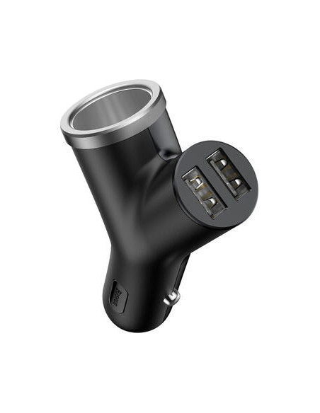 INCARCATOR auto Baseus Y type, Quick Charge 40W, 2 x USB Output 4.5V/5A + 1 x bricheta auto, pt. bricheta auto, negru "CCALL-YX0