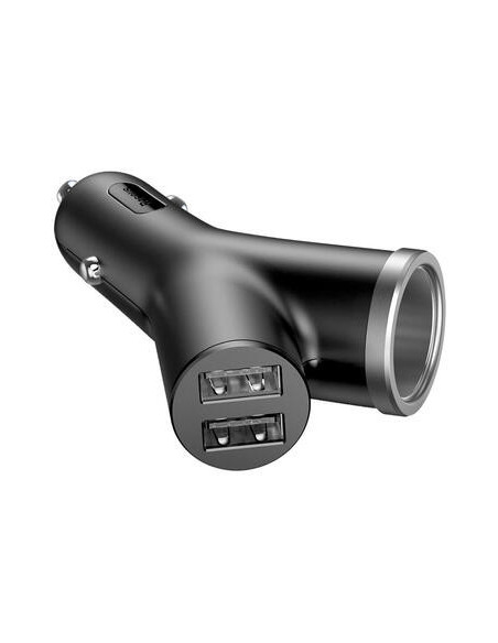 INCARCATOR auto Baseus Y type, Quick Charge 40W, 2 x USB Output 4.5V/5A + 1 x bricheta auto, pt. bricheta auto, negru "CCALL-YX0