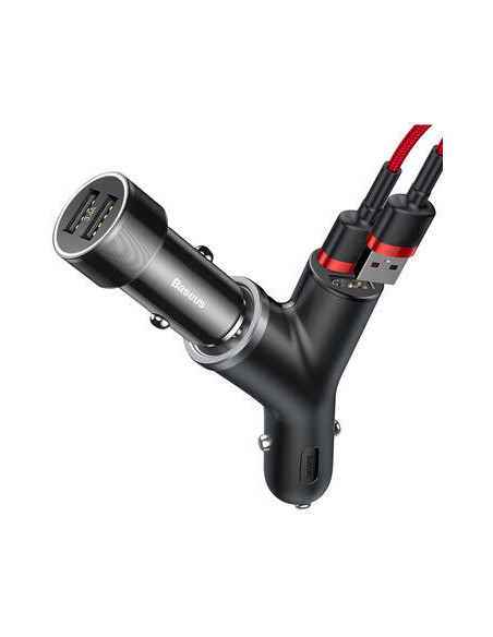 INCARCATOR auto Baseus Y type, Quick Charge 40W, 2 x USB Output 4.5V/5A + 1 x bricheta auto, pt. bricheta auto, negru "CCALL-YX0