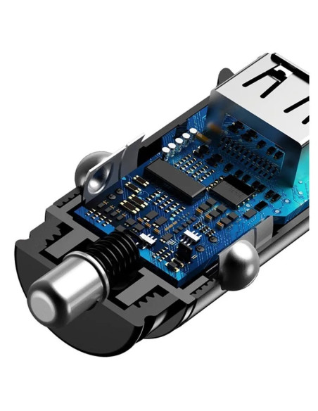 INCARCATOR AUTO Baseus Metal, QC3.0, 2 x USB, total output 30W, pt. bricheta auto, negru "CCALL-DS01" - 6953156284180