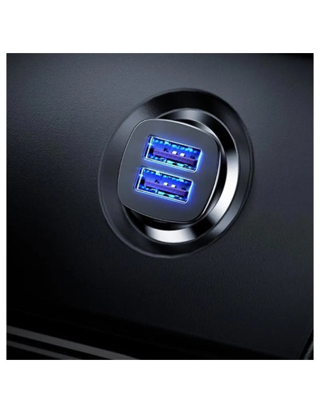 INCARCATOR AUTO Baseus Metal, QC3.0, 2 x USB, total output 30W, pt. bricheta auto, negru "CCALL-DS01" - 6953156284180