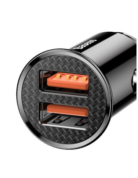 INCARCATOR auto Baseus Circular Plastic, Quick Charge 30W, 2 x USB Output 4.5V/5A, pt. bricheta auto, negru "CCALL-YD01" - 69531