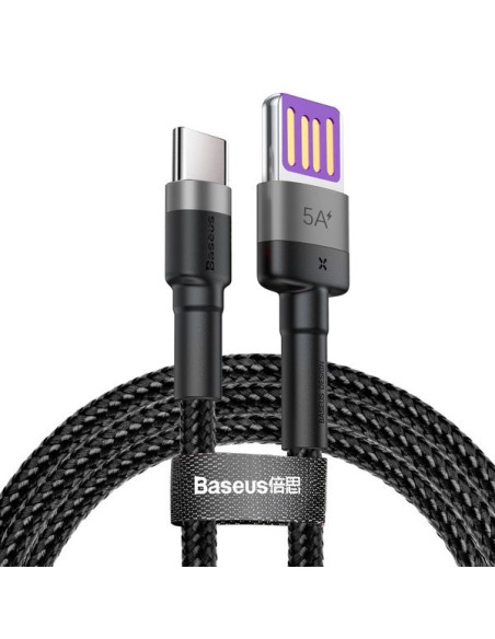 CABLU alimentare si date Baseus Cafule HW, Fast Charging Data Cable pt. smartphone, double side USB la USB Type-C 40W, braided,