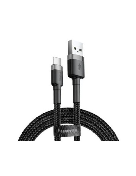 CABLU alimentare si date Baseus Cafule, Fast Charging Data Cable pt. smartphone, USB la USB Type-C, 3m, brodat, gri+negru "CATKL