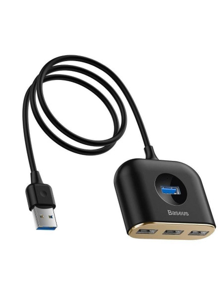 HUB extern Baseus Square, porturi USB: USB 3.0 x 1 + USB 2.0 x 3, conectare prin USB 3.0, lungime 1 m, negru, "CAHUB-AY01" - 695