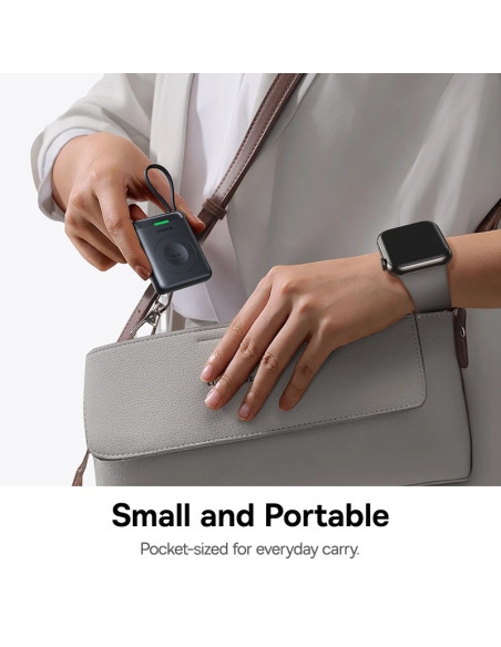 POWER BANK Baseus EnerFill FW11, 1640mAh, compatibil cu Apple Watch, 5W, cablu integrat 1 x USB Type-C, negru, "E0205301" - 6953