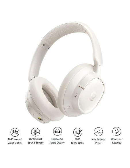 CASTI Baseus Bowie Bass BH1 Lite Wireless Noise Cancelling, over ear, 40mm Dynamic Drivers, autonomie 80 ore, microfon pe casca,