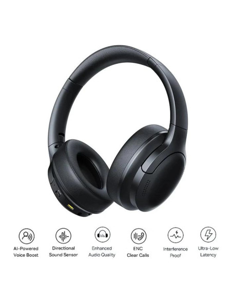 CASTI Baseus Bowie Bass BH1 Lite Wireless Noise Cancelling, over ear, 40mm Dynamic Drivers, autonomie 80 ore, microfon pe casca,