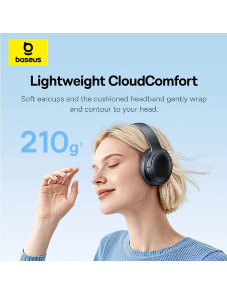 CASTI Baseus Bowie Bass BH1 Lite Wireless Noise Cancelling, over ear, 40mm Dynamic Drivers, autonomie 80 ore, microfon pe casca,