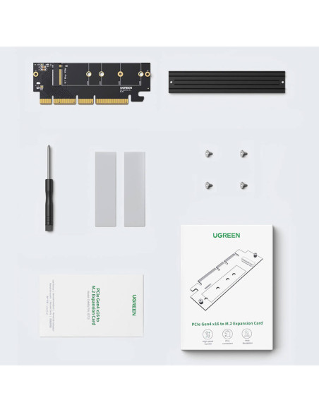 ADAPTOR Ugreen, "CM465" M.2 (M)(NVMe) la PCle 4.0, adaptor pt. SSD M.2 cu form factor 2280/2260/2242/2230, radiator (Heat Sink)