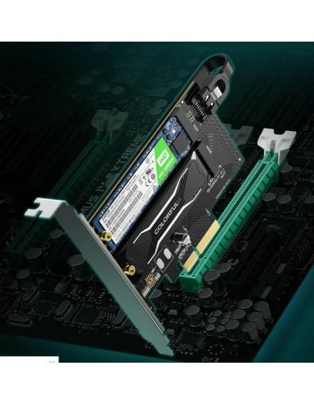 ADAPTOR Ugreen, "CM302" 2 X M.2 (M)(NVMe) la PCle 3.0, adaptor pt. SSD M.2 cu form factor 2280, 2260, 2242 si 2230 "70504" - 695