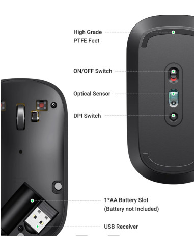 MOUSE Ugreen, "MU001" PC sau NB, wireless...