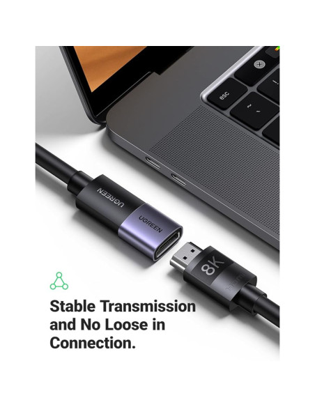 ADAPTOR video Ugreen, "HD159" cupla extender HDMI (M) la HDMI (M), rezolutie maxima 8K UHD la 60 Hz, conectori auriti, aluminiu,