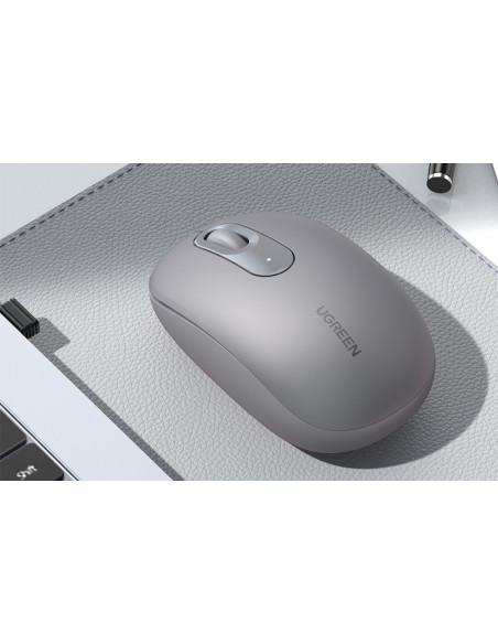 MOUSE Ugreen, "MU105" PC sau NB, wireless 2.4GHz, optic, 3/1 butoane/scroll, 2400 dpi, include baterie, gri "90669" - 6957303896