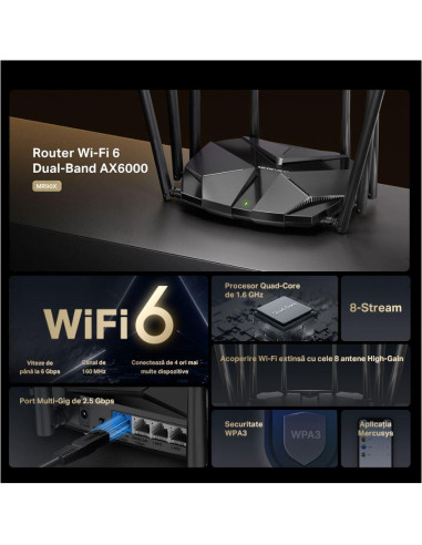 ROUTER MERCUSYS wireless 6000Mbps, 3 porturi...