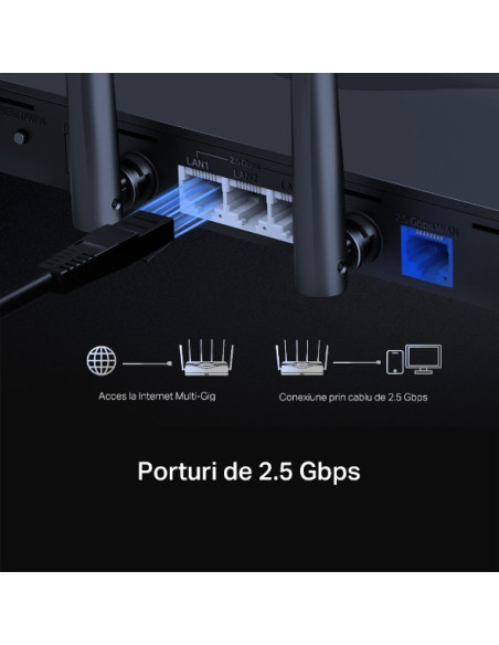 ROUTER MERCUSYS, BE9300, 1× 2.5 Gbps WAN port and 3× 2.5 Gbps LAN, Tri-Band 2.4 / 5 /6 Ghz, Wi-Fi 7, 6 x antene externe, "MR47BE