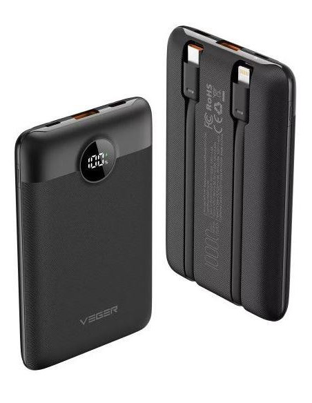 POWER BANK USB 10000MAH/22.5W W/CABLE C11 W1170 VEGER "W1170"