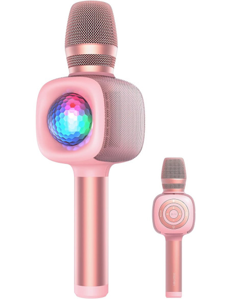 Microfon OneOdio, wireless, conectare prin Bluetooth 5.2, sensibilitate -52 dB, acumulator 1800 mAh, karaoke Iluminare 4 moduri