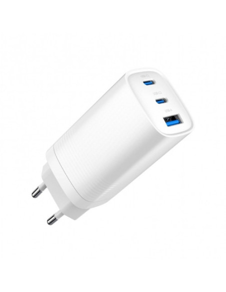 ALIMENTATOR retea 220V GEMBIRD, universal, 2 x USB Type-C 3.25A PD 65W, 1 x USB-A 3.0 maxim 2.25A QC 27W, alb, "TA-UC-PDQC65-01-
