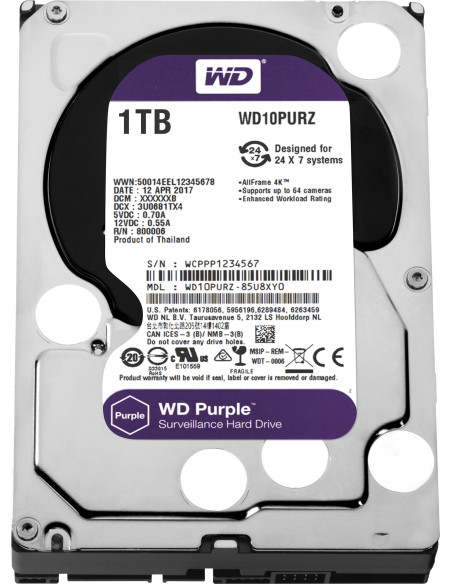HDD WD 1 TB, Purple, 5.400 rpm, buffer 64 MB, pt. supraveghere, "WD10PURZ"