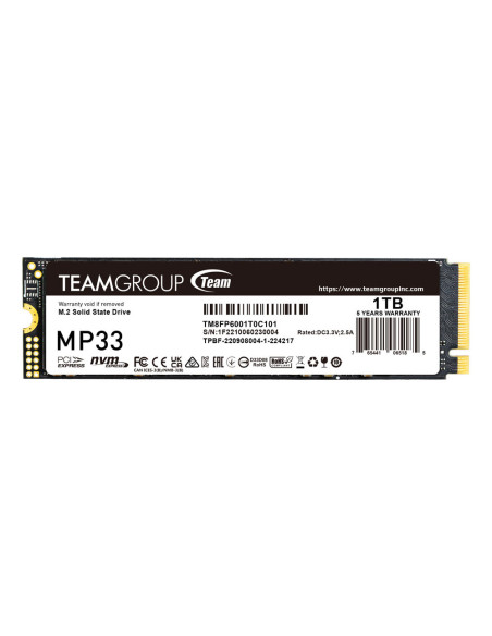 SSD TEAMGROUP MP33, 1TB, PCIe Gen3x4 M.2 2280, 3D TLC NAND NVMe, R/W: 1800/1500 MB/s, "TM8FP6001T0C101"