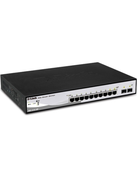 SWITCH PoE D-LINK Smart 8 porturi Gigabit (8 PoE) + 2 porturi SFP, IEEE 802.3af/at, carcasa metalica, "DGS-1210-10P"