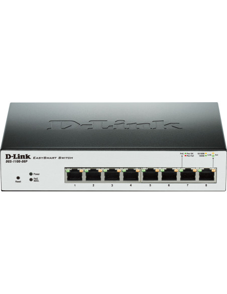 SWITCH PoE D-LINK Smart 8 porturi Gigabit (8 PoE) + 2 porturi SFP, IEEE 802.3af/at, carcasa metalica, rackabil, "DGS-1210-08P"