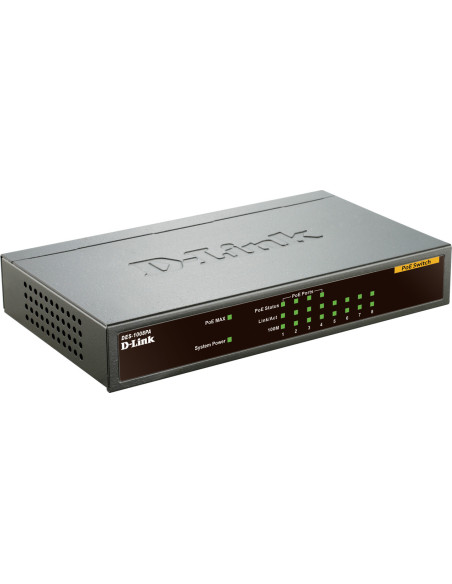 SWITCH PoE D-LINK 8 porturi 10/100Mbps (4 PoE), IEEE 802.3af, carcasa metalica, "DES-1008PA"
