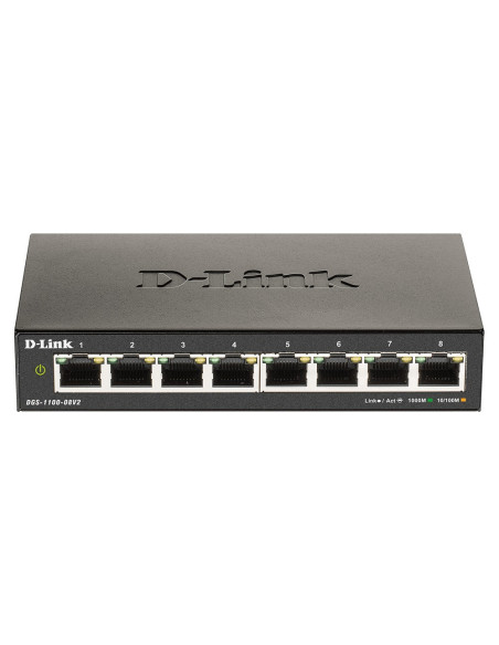 SWITCH D-LINK SMART 8 porturi Gigabit carcasa metalica, "DGS-1100-08V2"