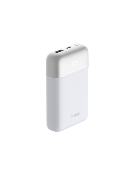 POWER BANK D-Link, 10000mAh 18W max, USB PD 3.0 si QC 3.0, 1 x USB Type-C, 1 x USB,dimensiuni 105 x 72 x 23 mm, alb "DPP-101"
