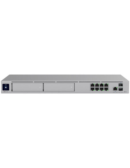 Ubiquiti rack-mount Cloud Gateway with 10 Gbps perfor multi-WAN load balancing, and two NVR drive bays designed for large-scale,