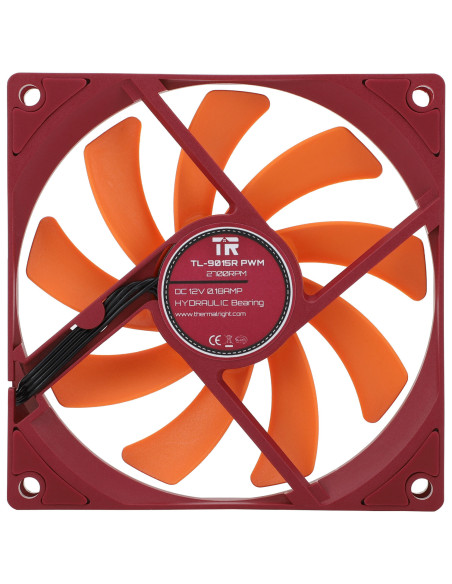 Ventilator Thermalright, 92mm, 2700 rpm, hydraulic bearing, 42.58 cfm, fara LED, 4pin PWM, maro - portocaliu, "TL-9015R"
