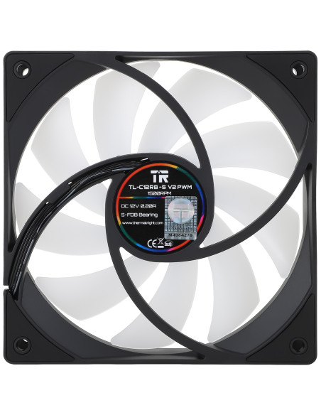Ventilator Thermalright, 120mm, 1500 RPM, S-FDB Bearing, 58 cfm, LED ARGB, 4pin PWM, negru, "TL-C12RB-S V2"