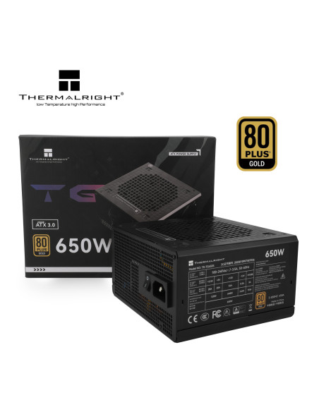 SURSA Thermalright "TR-TG650S", 650W, certificare 80 Plus Gold, non-modular, LLC, DC to DC, fan 120mm, negru, "TR-TG650S"