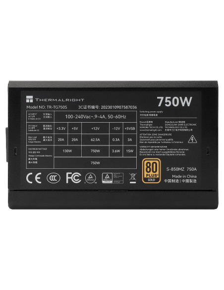 SURSA Thermalright "TR-TG750S", 750W, certificare 80 Plus Gold, non-modular, LLC, DC to DC, fan 120mm, negru, "TR-TG750S"