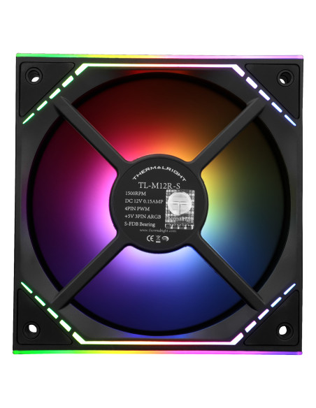 Ventilator Thermalright, 120mm, 1500 RPM, S-FDB Bearing, 34.43 CFM, LED ARGB, 4pin PWM, negru, "TL-M12R-S"
