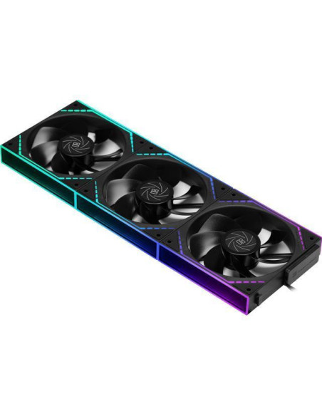 Set 3 ventilatoare Thermalright "TL-M12QR", 120mm, 1500 RPM, S-FDB Bearing, 47.6 CFM, LED ARGB, 4pin PWM, negru, "TL-M12QR-3"