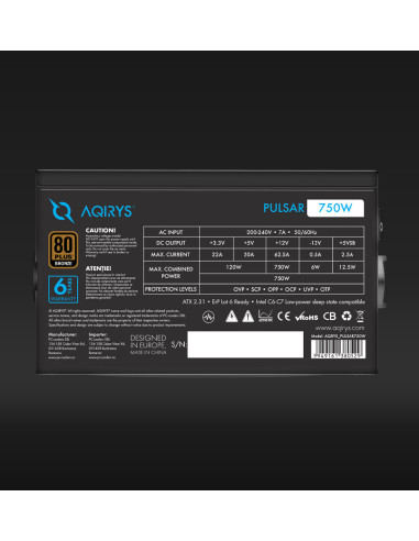 Surse PC AQIRYS Sursa Aqirys Pulsar 750W 80+...