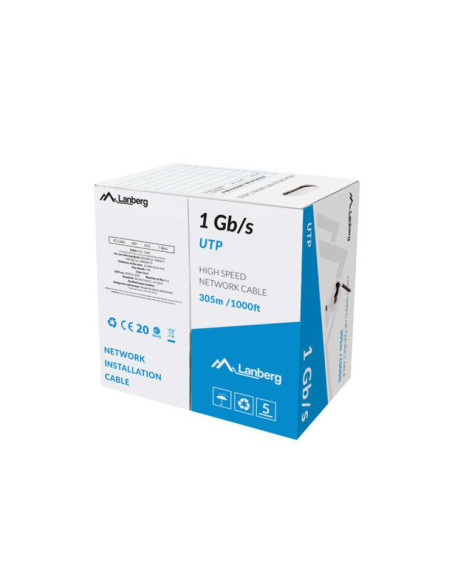 Cabluri periferice LANBERG Cablu LAN 1 Gb/s 305 m solid CCA negru