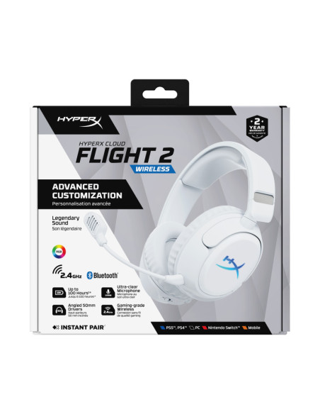 Casti audio HP HyperX Cloud Flight 2 WL WHT GAM HS