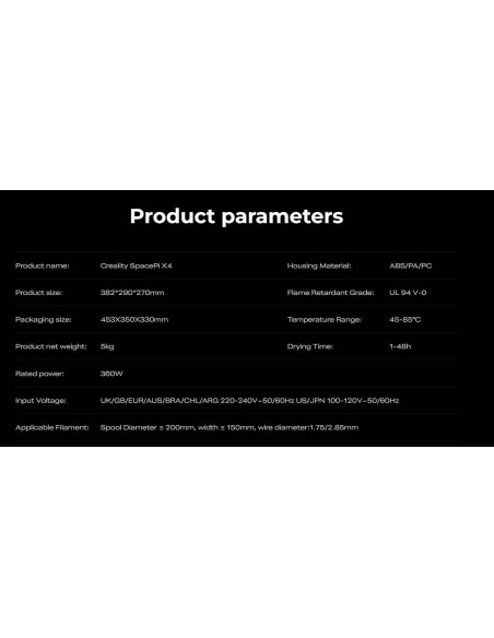 3D SCANNERS CREALITY 3D SPACE PI X4 FILAMENT DRYER