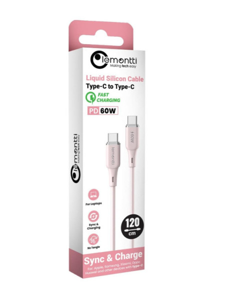 Cabluri periferice LEMONTTI Cablu Lemontti Fast Charge 1.2m, 60W roz