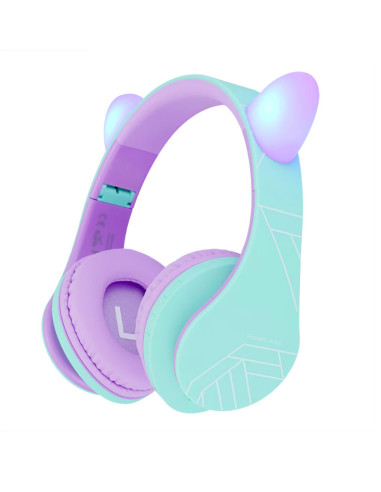 Casti audio PowerLocus Casti copii Cat Purple/Teal