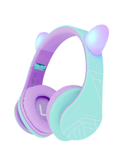 Casti audio PowerLocus Casti copii Cat Purple/Teal